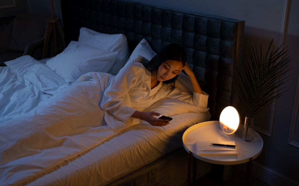 Insomnia Symptoms That Are Often Mistaken for Everyday Tiredness woman with insomnia sitting awake in her bed